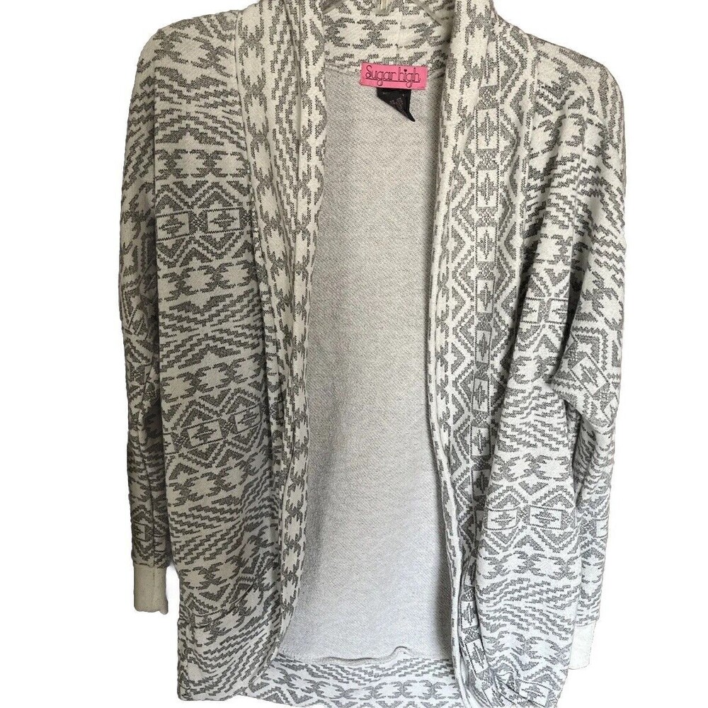 M sugar high women open aztec gray/white sweater style#24aa22165 made in china